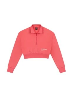 COLMAR Cropped Sweatshirt With Ribbed Details | Sweatshirt Rosa Damen