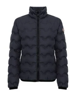 COLMAR Quilted-effect Down Jacket With Canneté Ribbon | Steppjacke Blau Herren